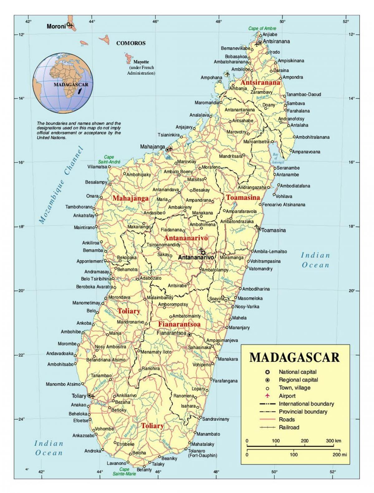 gedetailleerde kaart van Madagascar