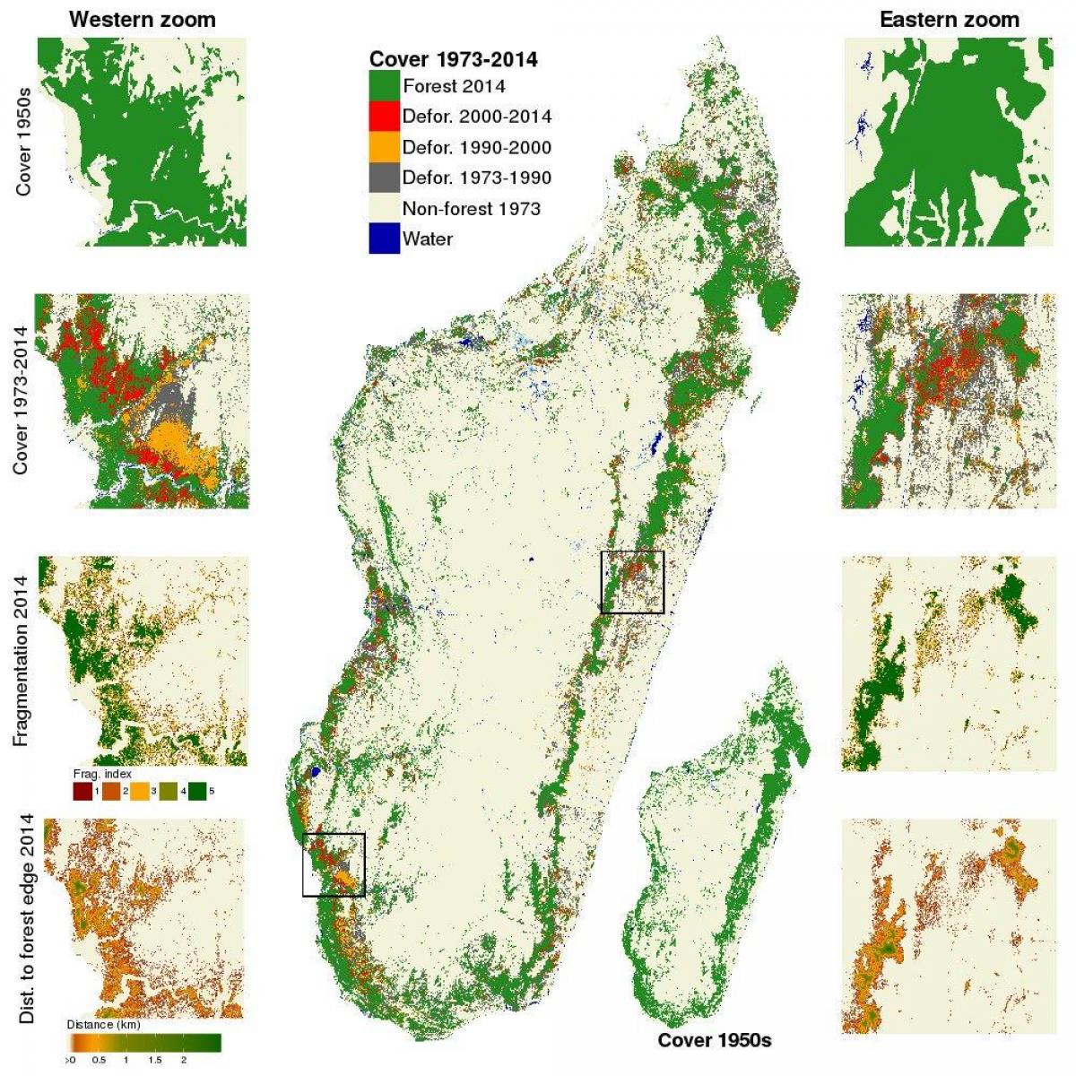 kaart van Madagascar ontbossing