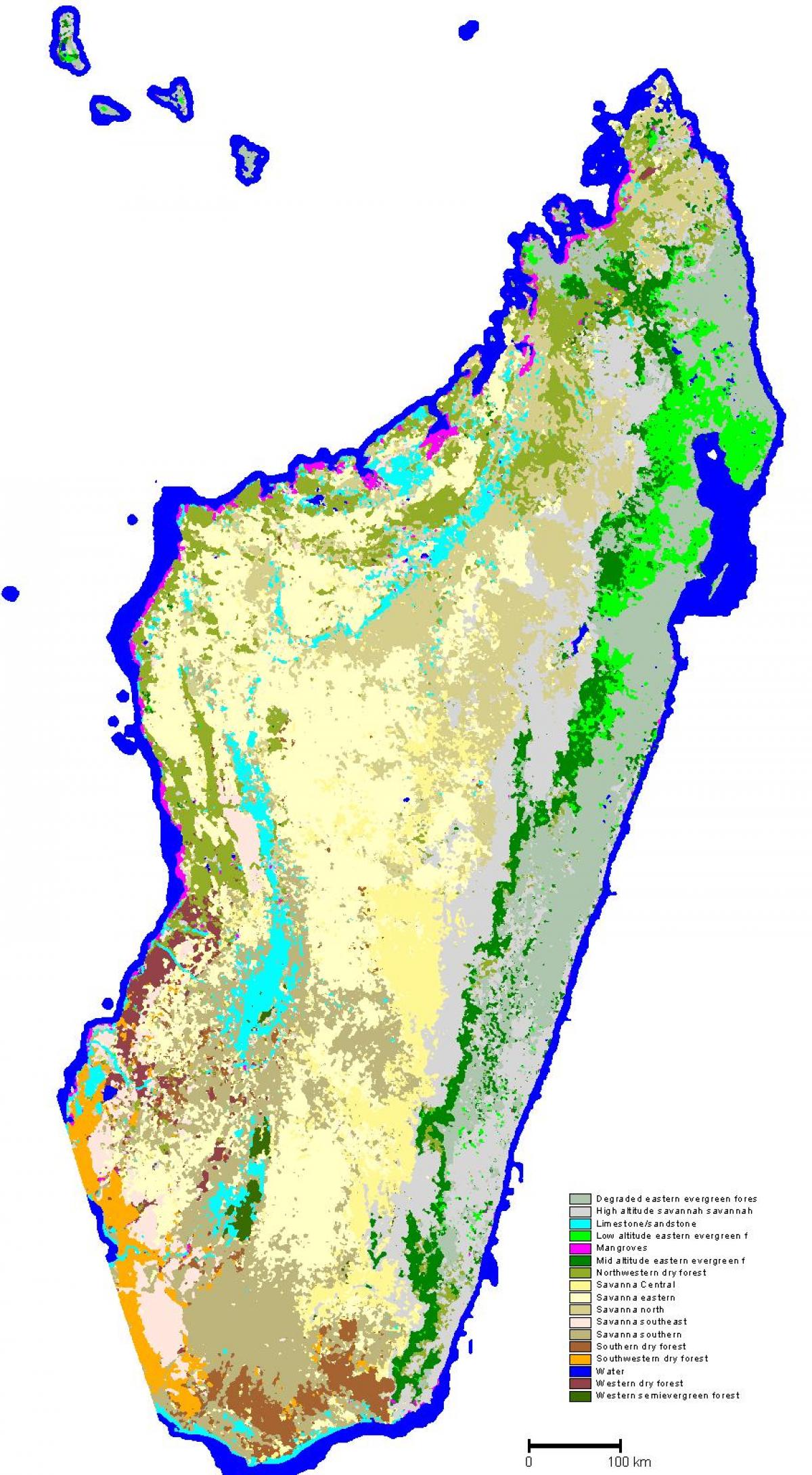 kaart van Madagascar vegetatie
