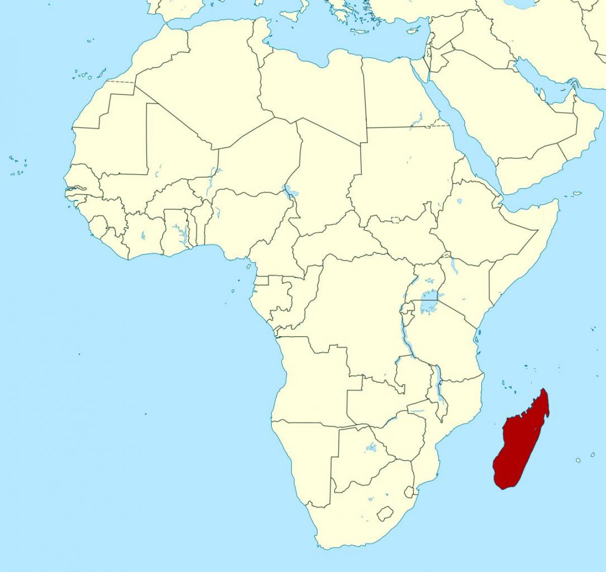 Madagaskar op de afrika kaart
