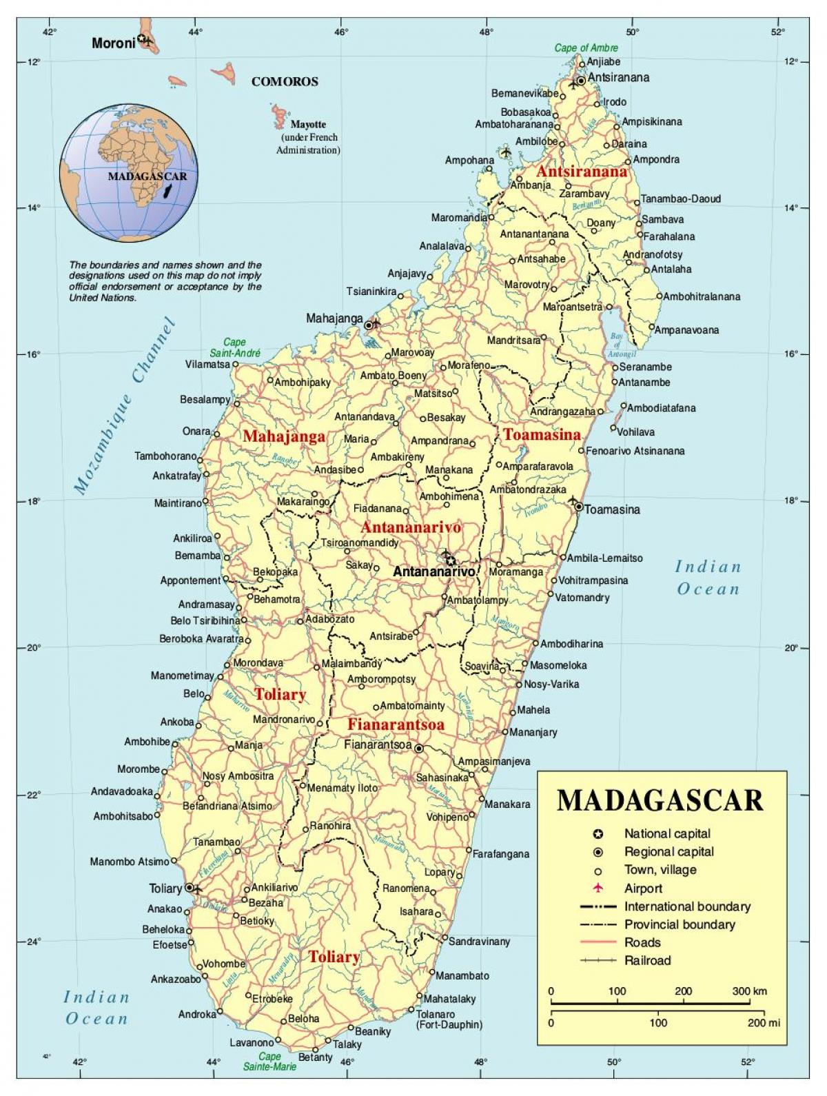 kaart van Madagascar weg