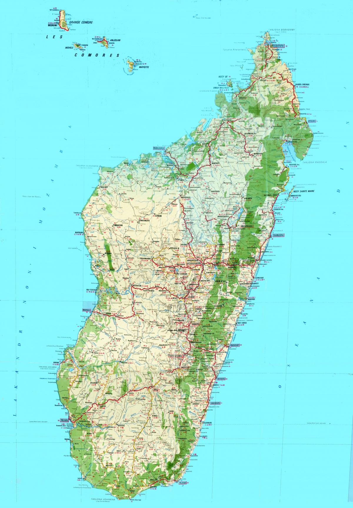 kaart van Madagascar topografische