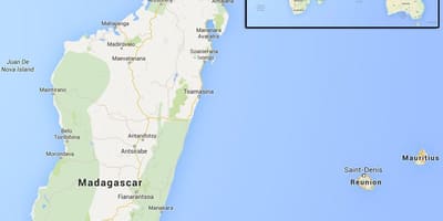 Kaart van de eilanden in de buurt van Madagaskar