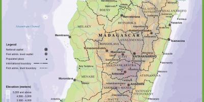 Kaart van fysieke kaart van Madagascar