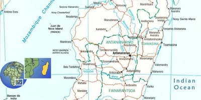 Kaart van Madagascar rivier