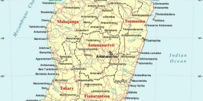 Madagaskar kaart met steden